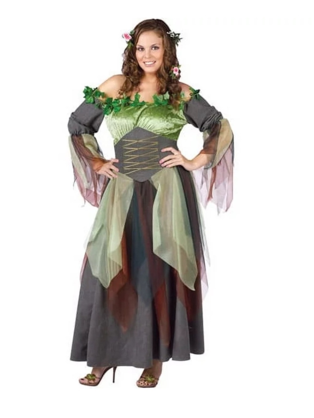 Halloween Woodland Fairy/Mother Nature Plus Size Costume with Leaf Accents